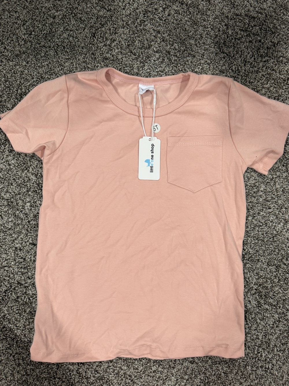 Little One Shop Kids' Short Sleeve Pocket Tee - Light Peach
